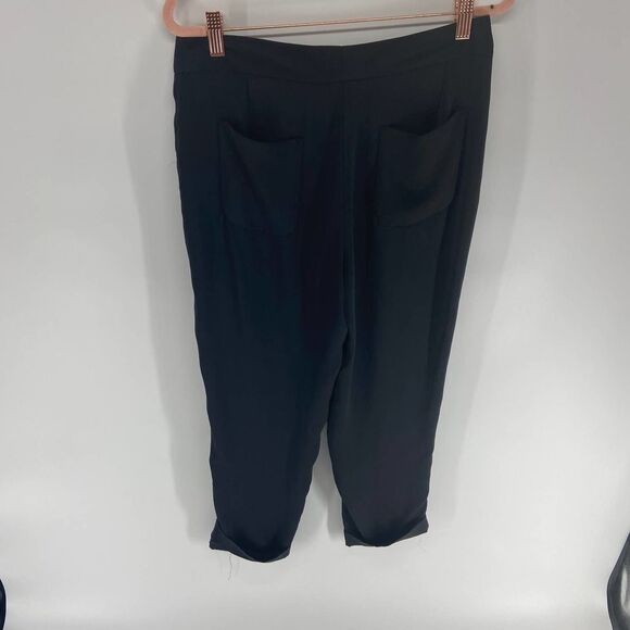 Rag and Bone Black Silky Cuffed Ankle Square Pocket Dress Trouser Pant womens 4 - Picture 4 of 6